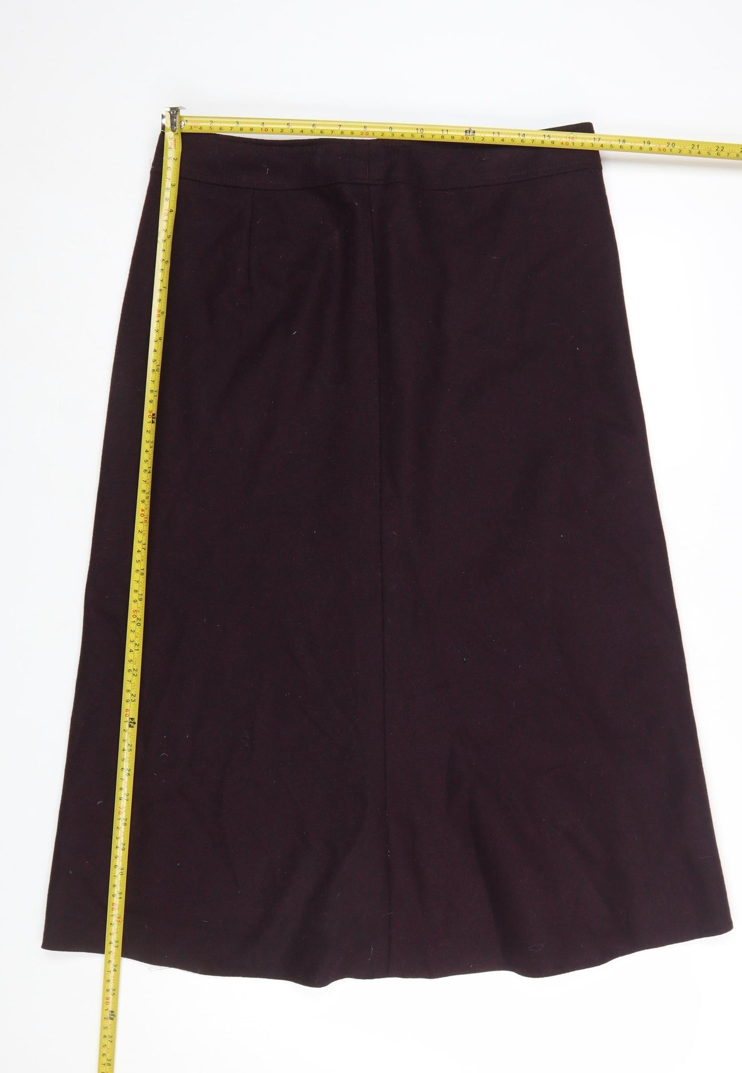 Marks and Spencer Women Claret Wool Blend A-Line Skirt Size 16