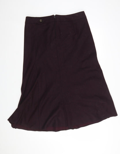 Marks and Spencer Women Claret Wool Blend A-Line Skirt Size 16