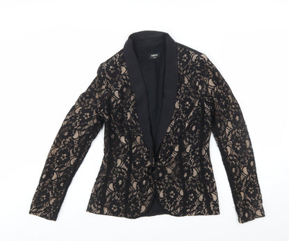 Oasis Women’s Black Lace Tuxedo Blazer Size 10 Slim Fit