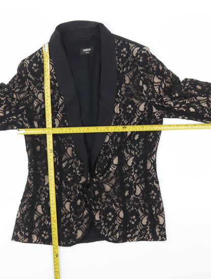 Oasis Women’s Black Lace Tuxedo Blazer Size 10 Slim Fit