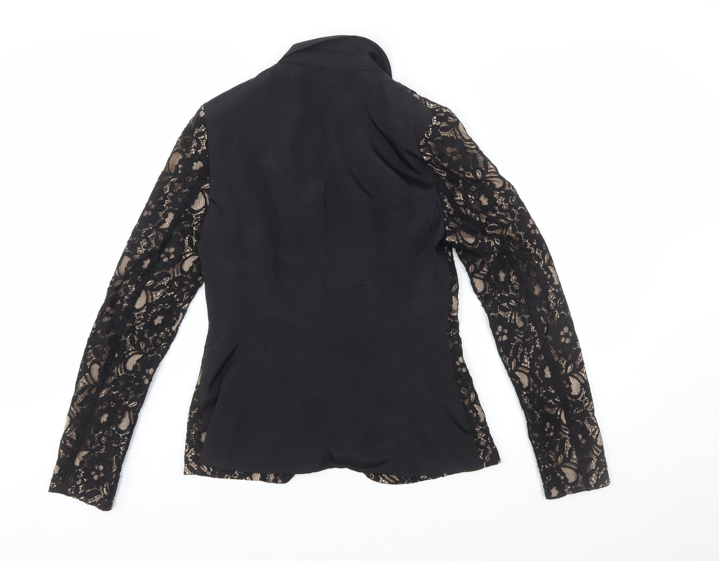 Oasis Women’s Black Lace Tuxedo Blazer Size 10 Slim Fit