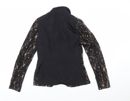 Oasis Women’s Black Lace Tuxedo Blazer Size 10 Slim Fit