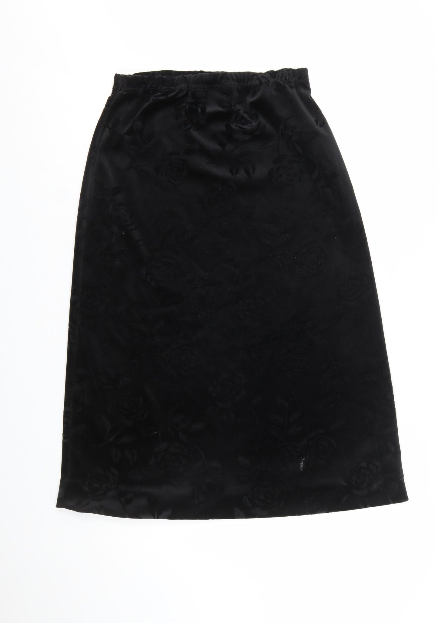 Design Essentials Womens Black Size 14 Midi Velvet Floral Skirt