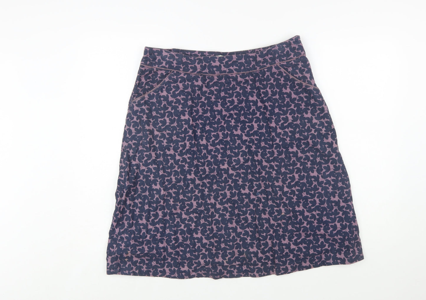 Seasalt Cornwall Womens Purple Floral A-Line Cotton Skirt Size 12