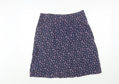 Seasalt Cornwall Womens Purple Floral A-Line Cotton Skirt Size 12