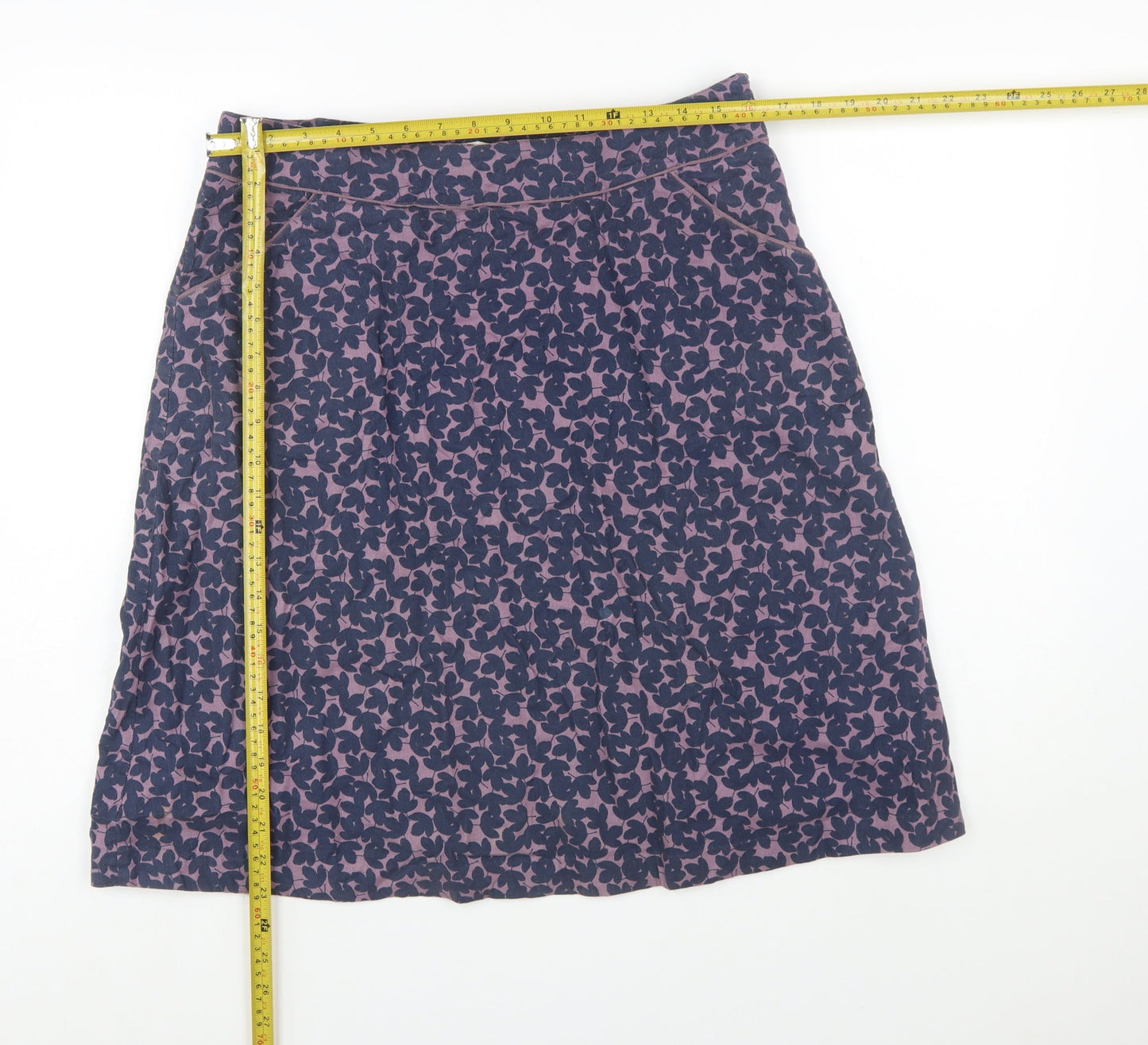 Seasalt Cornwall Womens Purple Floral A-Line Cotton Skirt Size 12