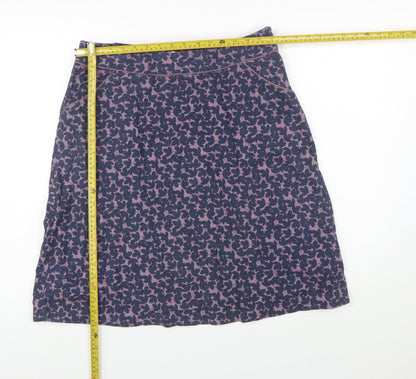Seasalt Cornwall Womens Purple Floral A-Line Cotton Skirt Size 12