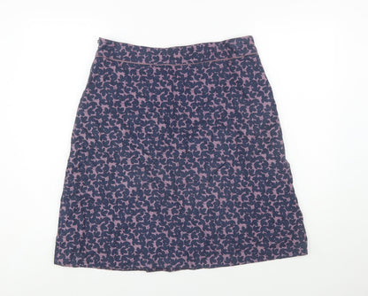 Seasalt Cornwall Womens Purple Floral A-Line Cotton Skirt Size 12