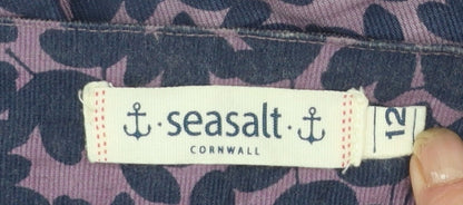Seasalt Cornwall Womens Purple Floral A-Line Cotton Skirt Size 12