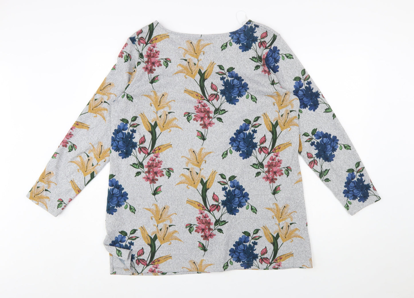 Damart Womens Grey Floral Long Sleeve Jersey Top L