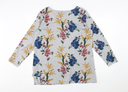 Damart Womens Grey Floral Long Sleeve Jersey Top L