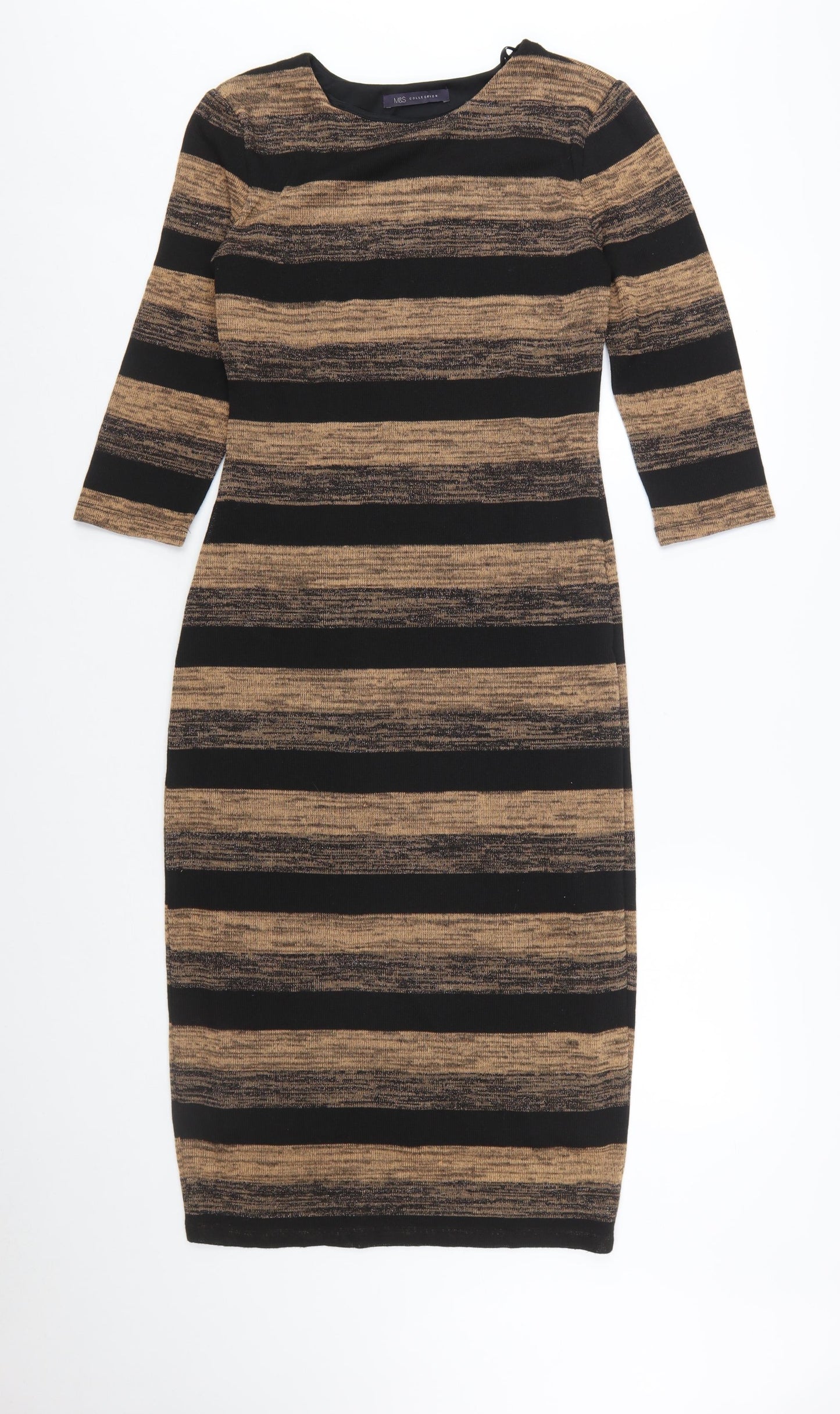 Marks and Spencer Women Brown Striped Bodycon Dress Size 12