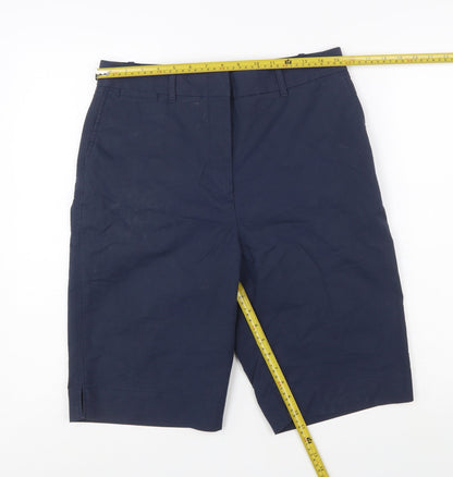 Marks and Spencer Women's Blue Bermuda Cotton Blend Shorts Size 12