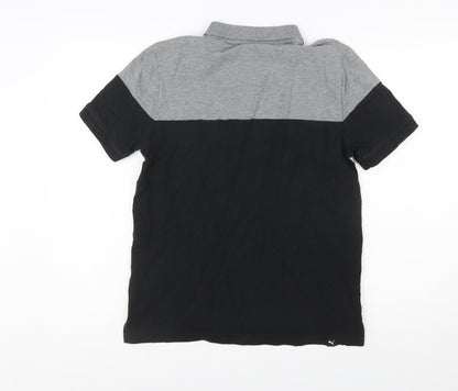 Puma Men's Black & Grey Colourblock Polo Shirt Size S