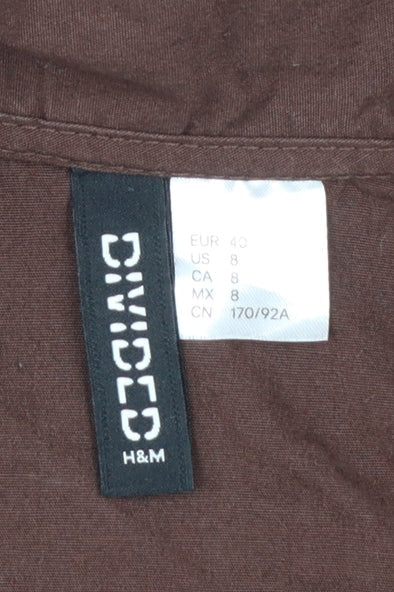 H&M Divided Brown Cotton Shirt Dress Women’s Size 12 Long Sleeve Zip