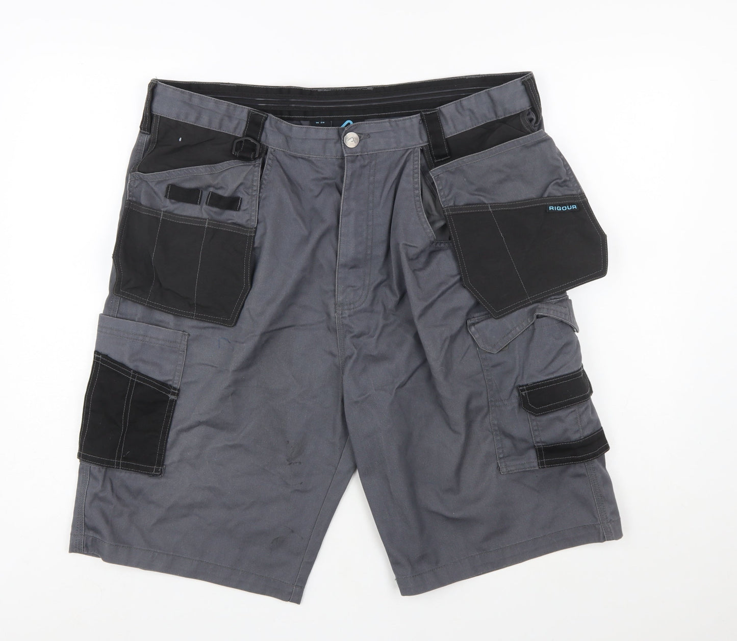 Rigour Men's Grey Cargo Work Shorts W38 Regular Fit