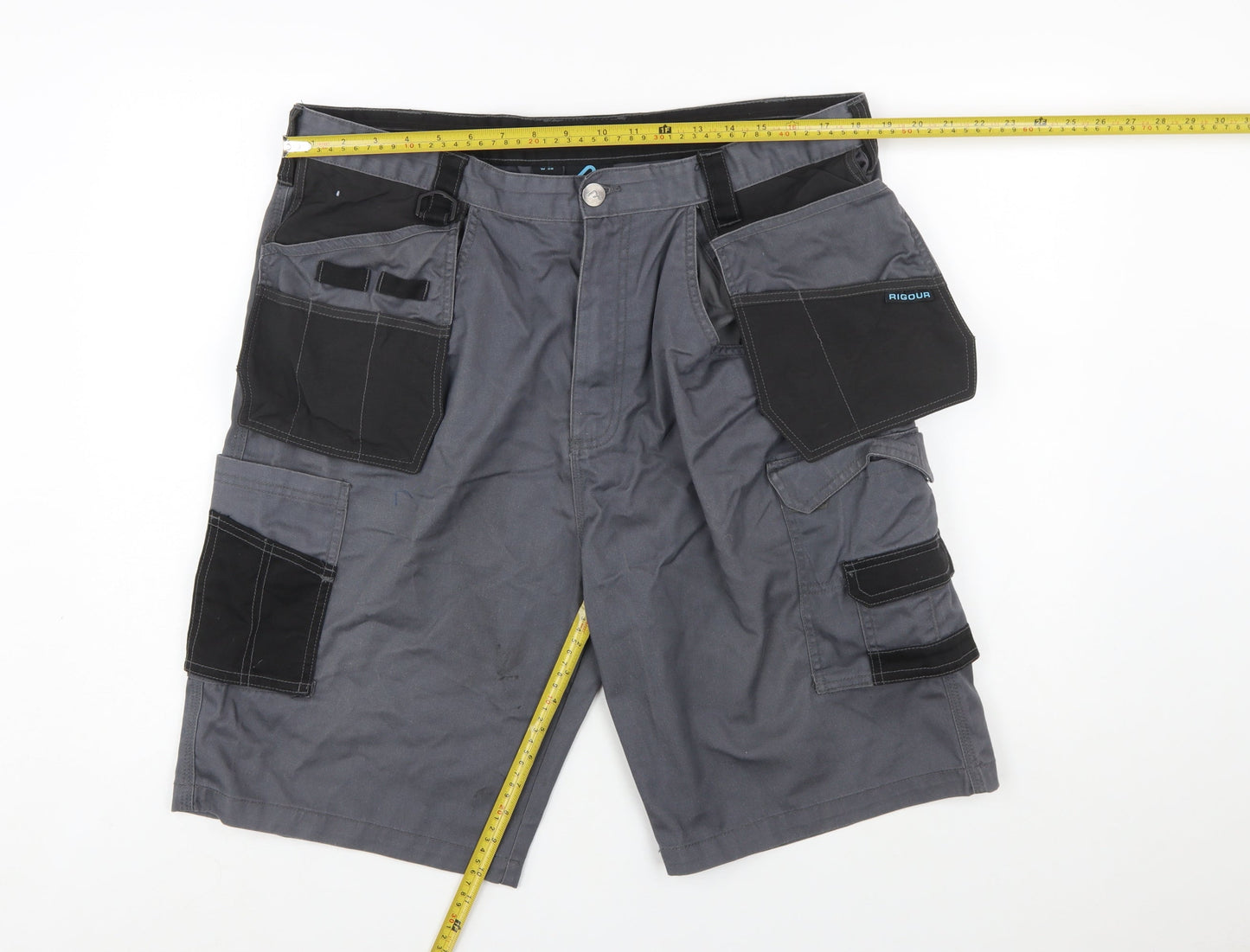 Rigour Men's Grey Cargo Work Shorts W38 Regular Fit