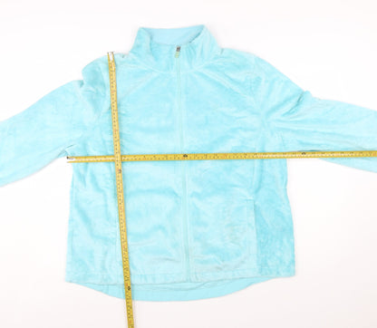 Izod Women Blue Fleece Full Zip Jacket XL Lightweight Casual