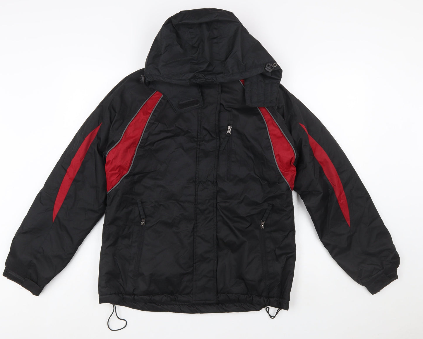 Spada Men's Black Red Motorcycle Jacket Hooded Lined Size M
