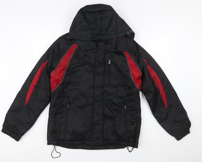 Spada Men's Black Red Motorcycle Jacket Hooded Lined Size M
