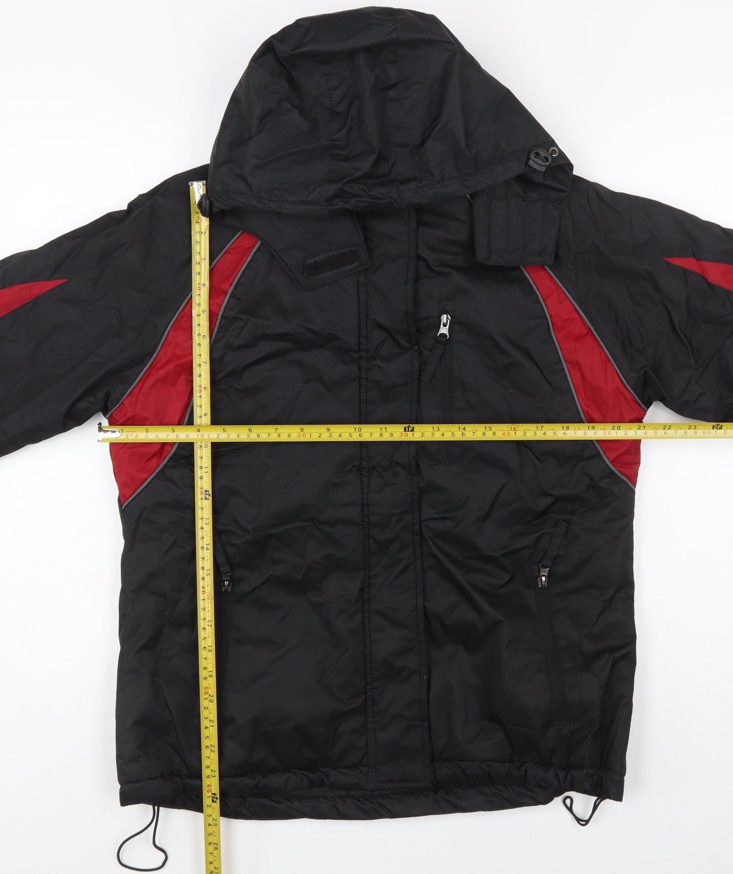 Spada Men's Black Red Motorcycle Jacket Hooded Lined Size M