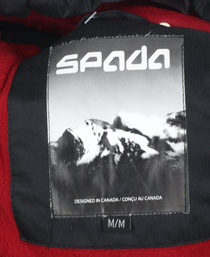Spada Men's Black Red Motorcycle Jacket Hooded Lined Size M