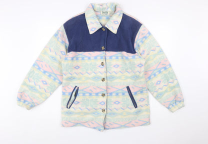 Cottage Cove Women's Multicoloured Fleece Jacket S Retro Geometric