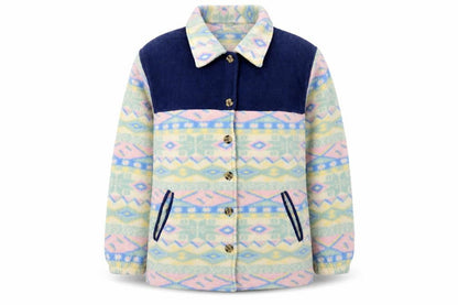 Cottage Cove Women's Multicoloured Fleece Jacket S Retro Geometric