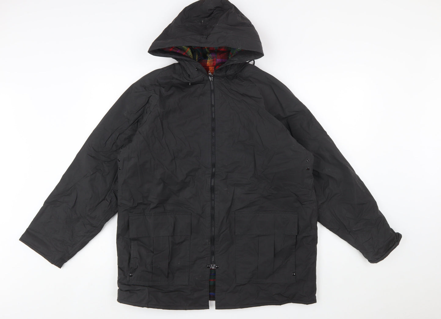 Misty Harbor Men’s Black PVC Hooded Rain Coat Jacket Size M Waterproof