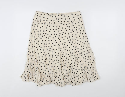 SET Womens Beige Polka Dot A-Line Ruffle Skirt Size 10