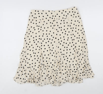 SET Womens Beige Polka Dot A-Line Ruffle Skirt Size 10