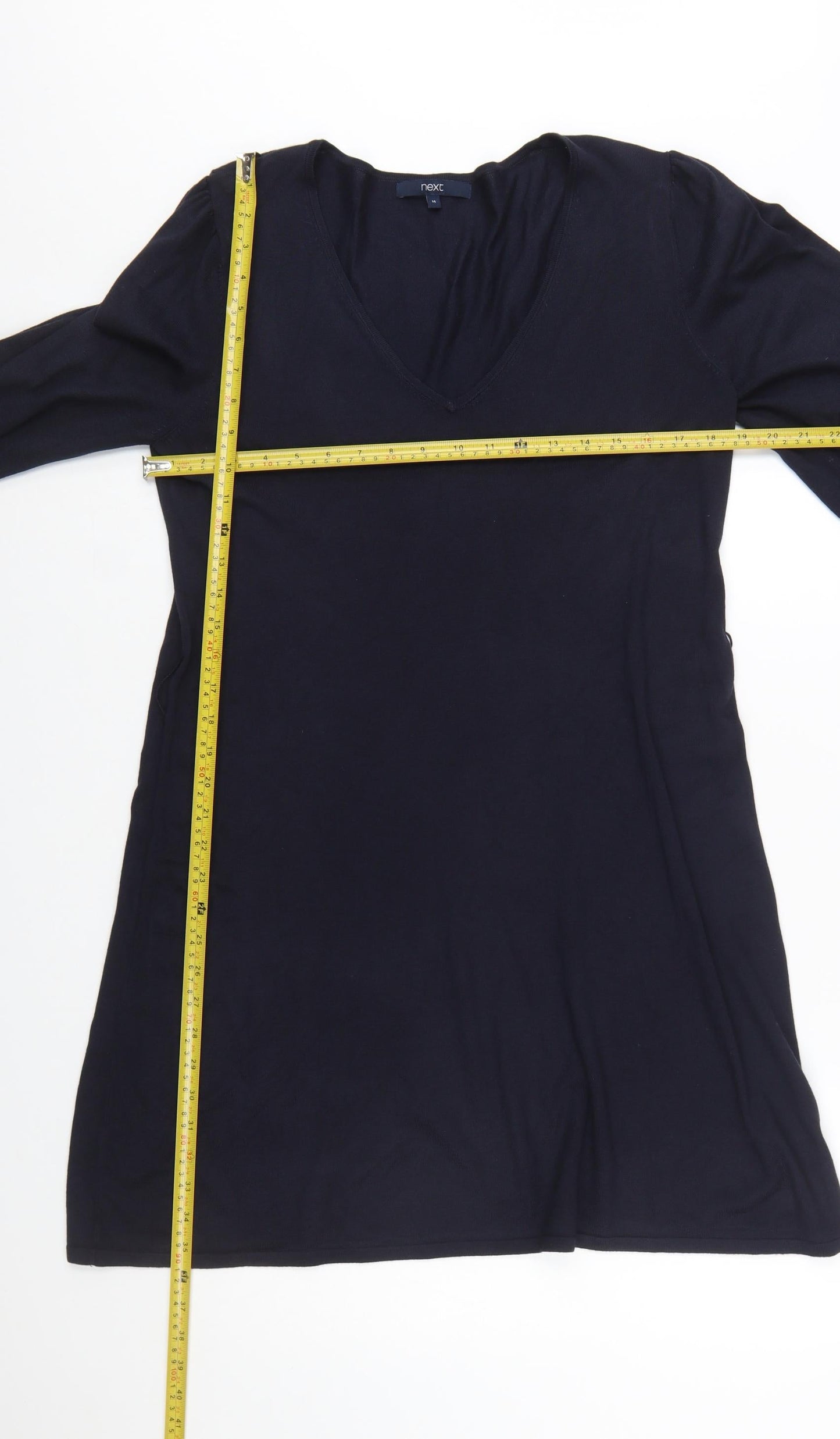 Next Women's Black Size 14 V-Neck Knit Shift Dress