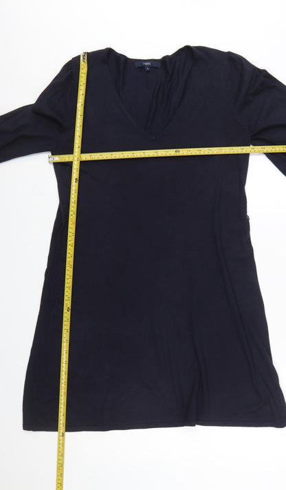 Next Women's Black Size 14 V-Neck Knit Shift Dress