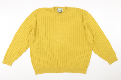 Peter Christian Men’s Yellow 4XL Cotton Cable Knit Jumper