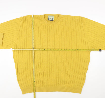 Peter Christian Men’s Yellow 4XL Cotton Cable Knit Jumper