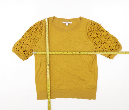 Next Women's Yellow Short Sleeve Puff Knit Jumper Size 12