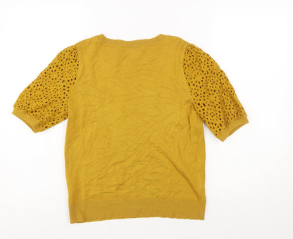 Next Women's Yellow Short Sleeve Puff Knit Jumper Size 12
