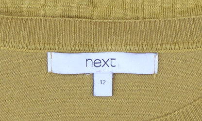 Next Women's Yellow Short Sleeve Puff Knit Jumper Size 12
