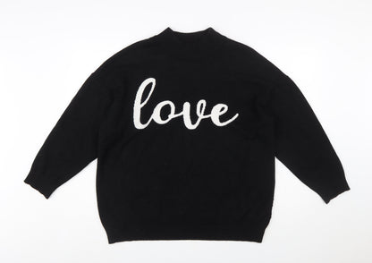 Wallis Women Black Love Pullover Jumper L Viscose Blend Knit