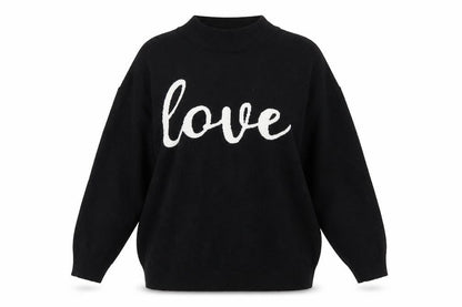 Wallis Women Black Love Pullover Jumper L Viscose Blend Knit