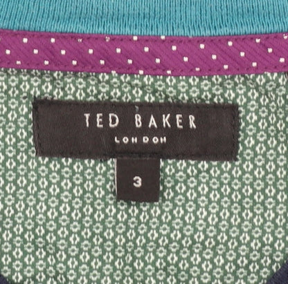 Ted Baker Men's Blue V-Neck Cotton Silk Blend Jumper M