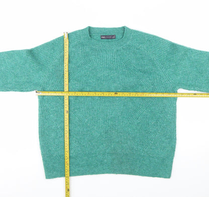 Marks and Spencer Women's Green Knit Crew Neck Jumper Size M