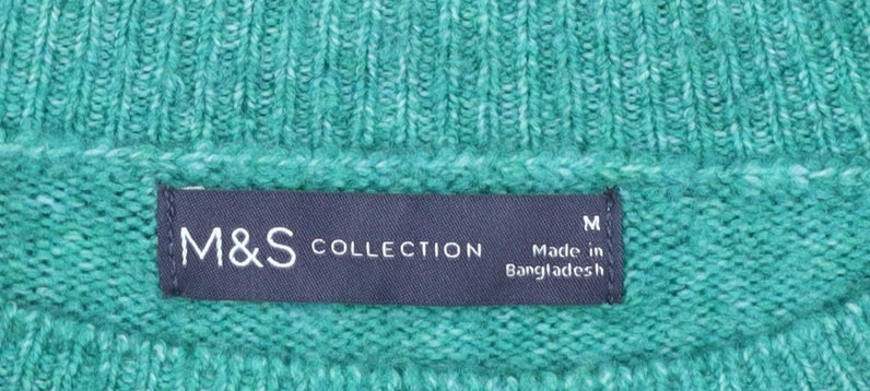 Marks and Spencer Women's Green Knit Crew Neck Jumper Size M