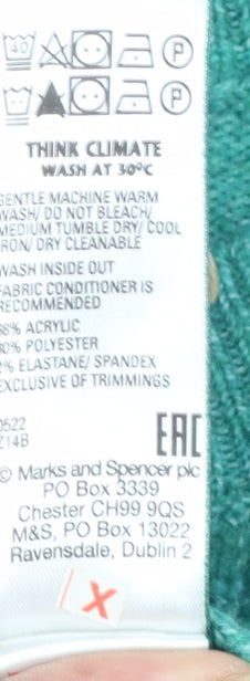 Marks and Spencer Women's Green Knit Crew Neck Jumper Size M