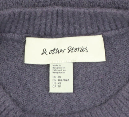 & Other Stories Women Purple XS Crew Neck Wool Blend Jumper