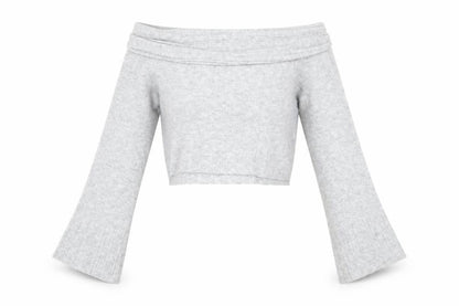 PRETTYLITTLETHING Women Grey L Off Shoulder Knit Jumper