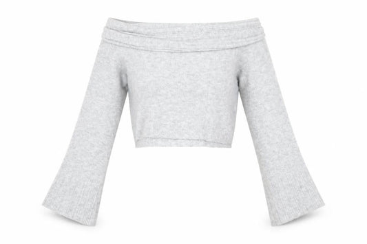 PRETTYLITTLETHING Women Grey L Off Shoulder Knit Jumper