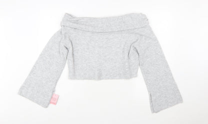 PrettyLittleThing Women Grey L Off Shoulder Knit Jumper
