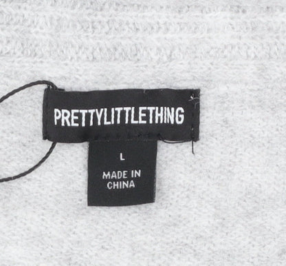 PrettyLittleThing Women Grey L Off Shoulder Knit Jumper