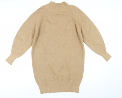 Phase Eight Women Beige XS Knit Jumper Dress High Neck